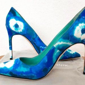 Manolo Blahnik Blue Tie-Dye Pumps